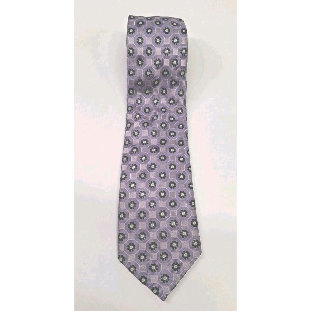 Danielli Milano Purple & Lavender w/ Small Black & White Floral Tie 50"x 2-3/4"